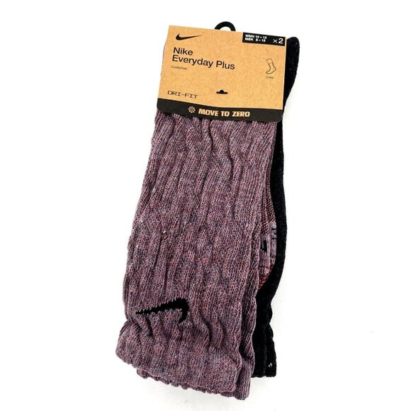 Men's Nike Everyday Plus 2-Pack Cushioned Crew Socks (8-12) Red Heather Gray - Picture 1 of 4